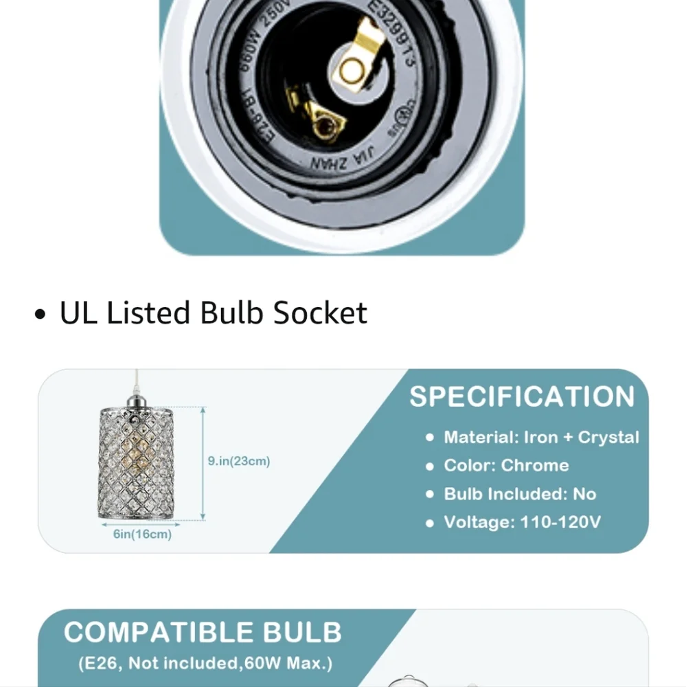 HMVPL Plug in Pendant Lighting Fixtures with Long Hanging Cord and Dimmer Switch